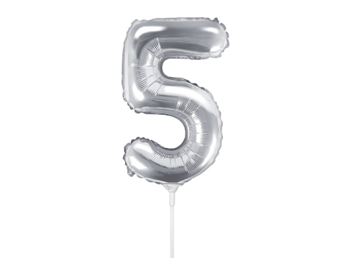 BALON CYFRA 5 SREBRNY 14'' 35cm
