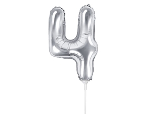 BALON CYFRA 4 SREBRNY 14'' 35cm