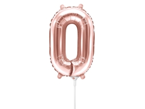 BALON CYFRA 0 RÓŻOWE ZŁOTO 14'' 35cm