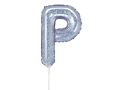 BALON LITERA P HOLO SREBRNY 14'' 35cm