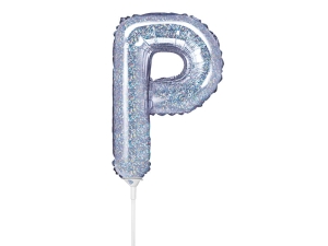 BALON PARTY DECO LITERA P HOLO SREBRNY 14'' 35cm
