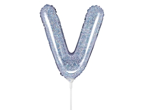 BALON PARTY DECO LITERA V HOLO SREBRNY 14'' 35cm