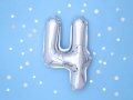 BALON CYFRA 4 SREBRNY 14'' 35cm