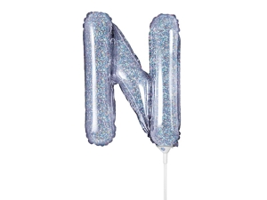 BALON PARTY DECO LITERA N HOLO SREBRNY 14'' 35cm