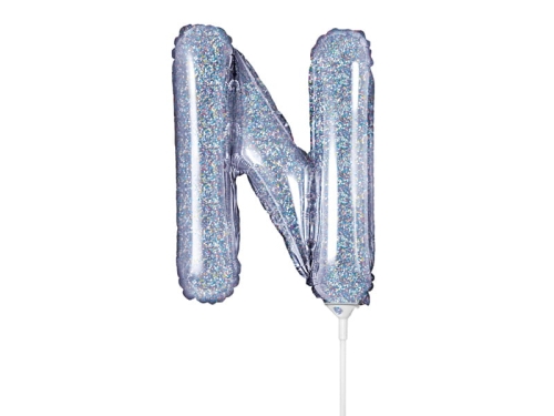 BALON LITERA N HOLO SREBRNY 14'' 35cm
