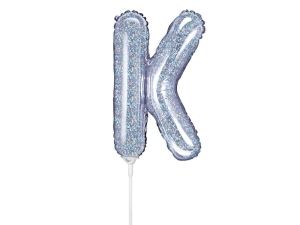 BALON PARTY DECO LITERA K HOLO SREBRNY 14'' 35cm
