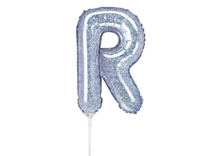 BALON PARTY DECO LITERA R HOLO SREBRNY 14'' 35cm