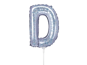 BALON PARTY DECO LITERA D HOLO SREBRNY 14'' 35cm