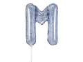 BALON LITERA M HOLO SREBRNY 14'' 35cm
