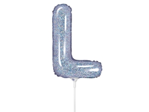 BALON PARTY DECO LITERA L HOLO SREBRNY 14'' 35cm