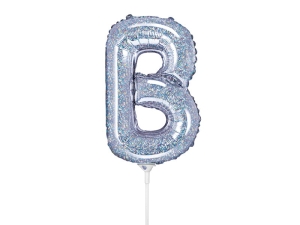 BALON PARTY DECO LITERA B HOLO SREBRNY 14'' 35cm