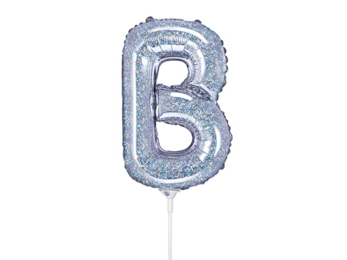 BALON LITERA B HOLO SREBRNY 14'' 35cm