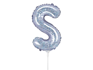 BALON PARTY DECO LITERA S HOLO SREBRNY 14'' 35cm