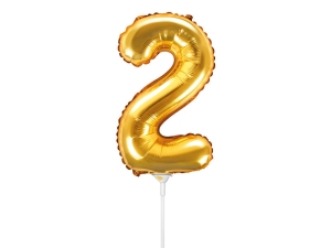 BALON CYFRA 2 ZŁOTY 14'' 35cm