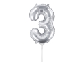 BALON CYFRA 3 SREBRNY 14'' 35cm