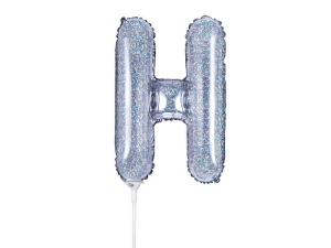 BALON PARTY DECO LITERA H HOLO SREBRNY 14'' 35cm