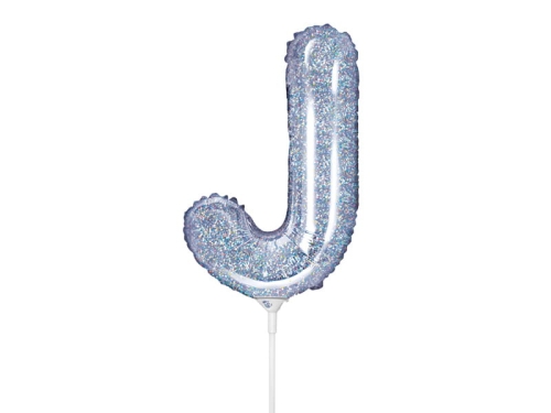 BALON LITERA J HOLO SREBRNY 14'' 35cm