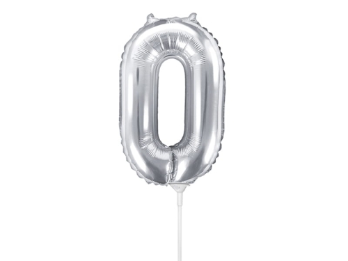 BALON CYFRA 0 SREBRNY 14'' 35cm