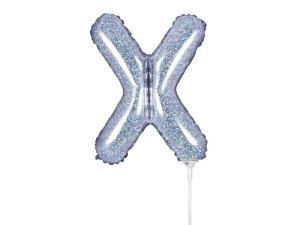 BALON PARTY DECO LITERA X HOLO SREBRNY 14'' 35cm