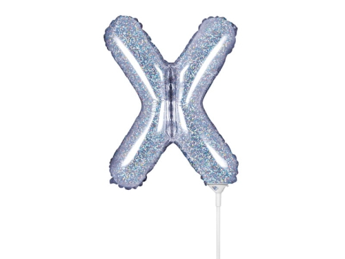 BALON LITERA X HOLO SREBRNY 14'' 35cm