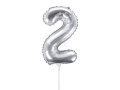 BALON CYFRA 2 SREBRNY 14'' 35cm