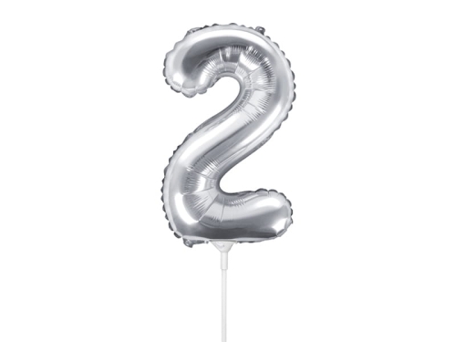 BALON CYFRA 2 SREBRNY 14'' 35cm