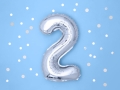 BALON CYFRA 2 SREBRNY 14'' 35cm