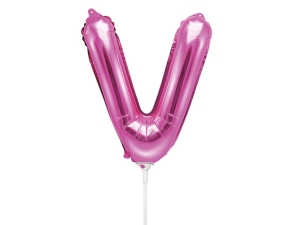 BALON PARTY DECO LITERA V CIEMNY RÓŻ 14'' 35cm