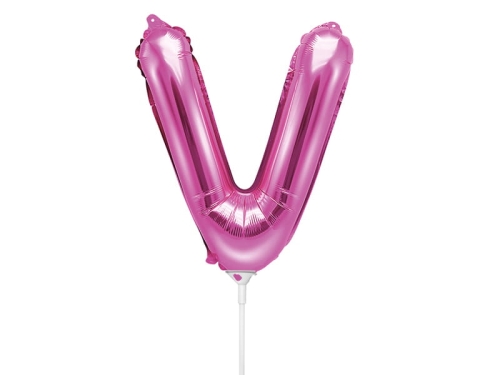 BALON LITERA V CIEMNORÓŻOWY 14'' 35cm