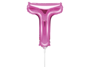 BALON PARTY DECO LITERA T CIEMNY RÓŻ 14'' 35cm