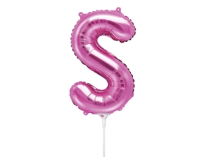 BALON PARTY DECO LITERA S CIEMNY RÓŻ 14'' 35cm