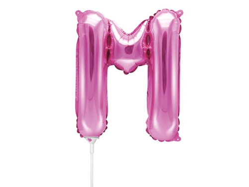 BALON LITERA M CIEMNORÓŻOWY 14'' 35cm
