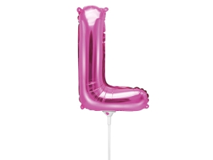 BALON PARTY DECO LITERA L CIEMNY RÓŻ 14'' 35cm