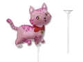 BALON KOTEK RÓŻOWY 14'' 36cm + PATYK