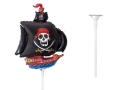 BALON STATEK PIRACKI CZARNY 14'' 36cm + PATYK
