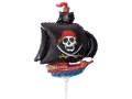 BALON STATEK PIRACKI CZARNY 14'' 36cm + PATYK