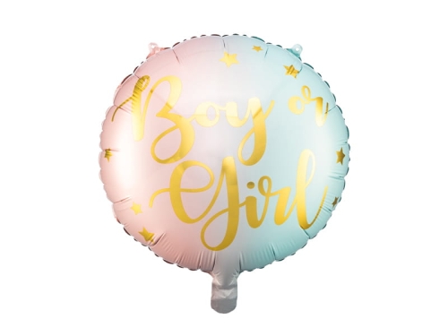 BALON OKRĄGŁY BOY OR GIRL RÓŻOWO-BŁĘKITNY 14'' 35cm