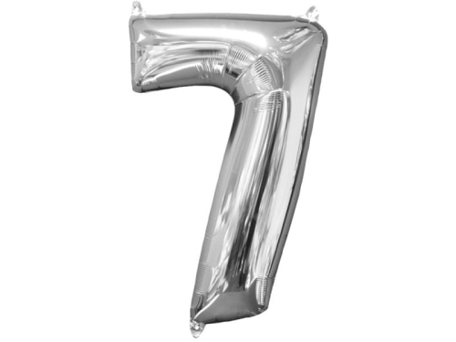 BALON CYFRA 7 SREBRNY 26'' 66cm