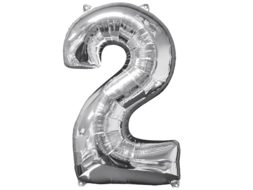 BALON CYFRA 2 SREBRNY 26'' 66cm