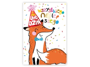 KARTKA URODZINOWA LISEK 16,5x12cm 1szt