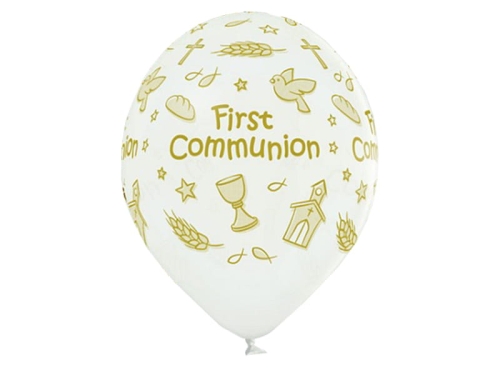 BALON BIAŁY FIRST COMMUNION 30cm 1szt