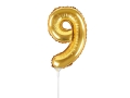 BALON CYFRA 9 ZŁOTY 14'' 35cm