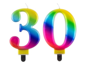 ZESTAW ŚWIECZEK 30 TĘCZOWE 2szt