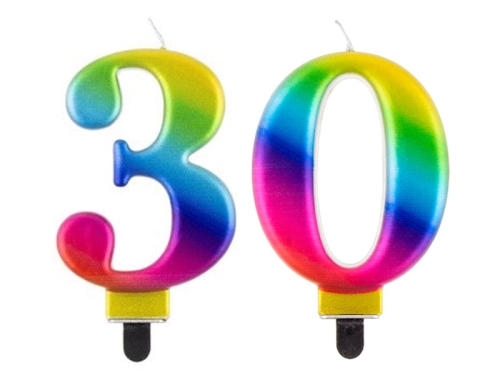 ZESTAW ŚWIECZEK 30 TĘCZOWE 2szt