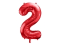 BALON CYFRA 2 CZERWONY 34'' 86cm