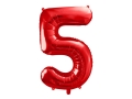 BALON CYFRA 5 CZERWONY 34'' 86cm