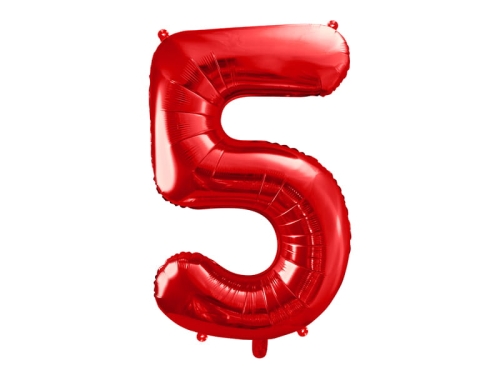 BALON CYFRA 5 CZERWONY 34'' 86cm