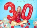 BALON CYFRA 4 CZERWONY 34'' 86cm