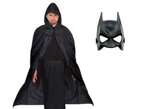 ZESTAW BATMAN CZARNY PELERYNA 84cm 2el