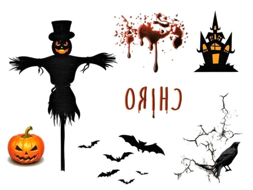 TATUAŻE ZMYWALNE HALLOWEEN NAWIEDZONY DWÓR MIX 7szt